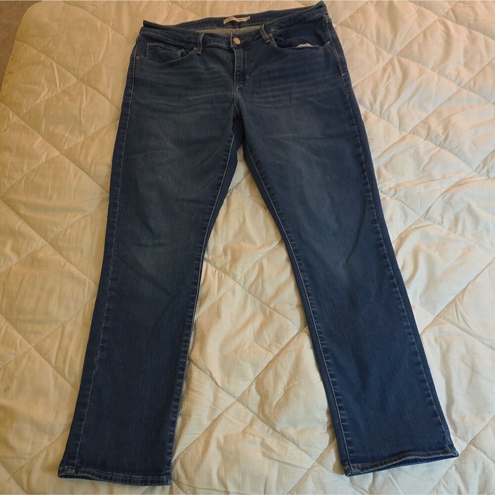 Levi's Womens Skinny Jeans - Blue Solid Medium Wash Mid Rise 5-Pocket Button